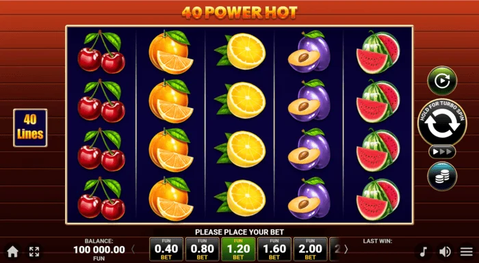 หน้าจอเกม 40 Power Hot Coin Boost